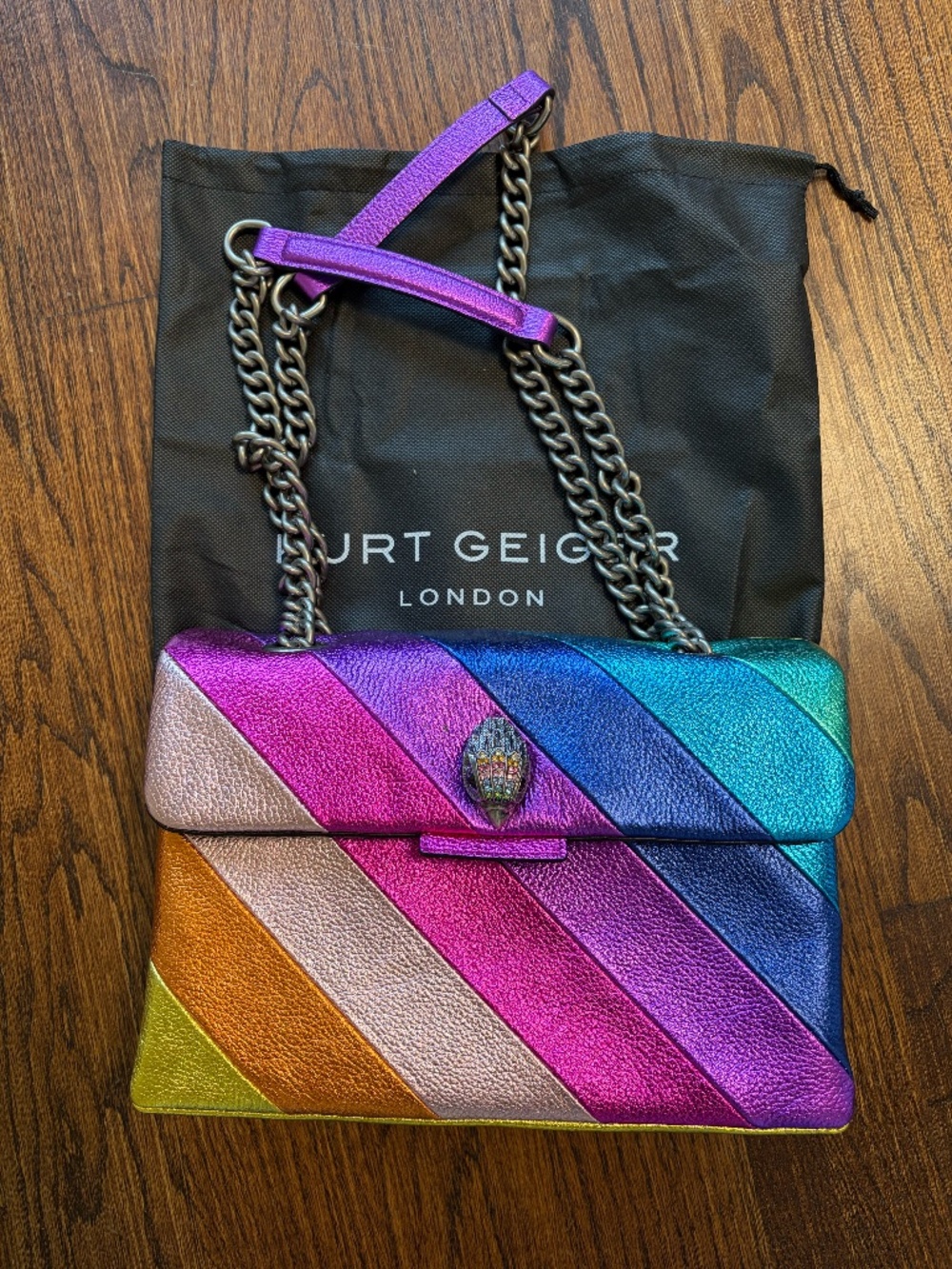 colorful Kurt Geiger purse with adjustable strap - shoulder or crossbody